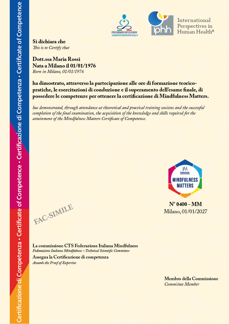 Certificato Mindfulness Matters